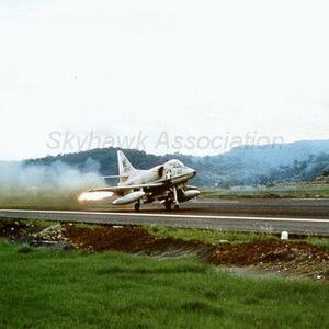 A VMA-214 Blacksheep A-4C taking off using JATO