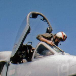Unidentified pilot clambers into the cockpit of VMA-214 Blacksheep A-4M Skyhawk BuNo 160022