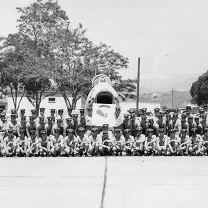 FJ-4B Fury WP-3 and squadron personnel.